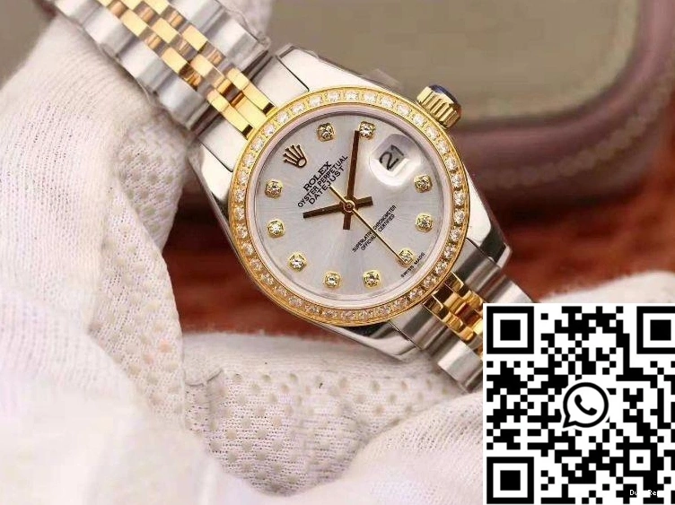 18K Dial Gold 28MM Datejust Silver Lady Rolex Yellow 1123